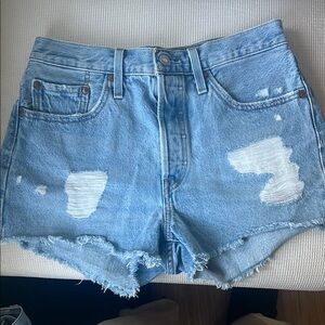 Levi's Light Blue Distressed Jean Shorts
